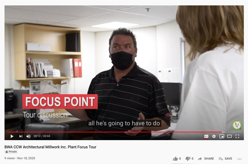 Virtual Plant Tour Focus Group CCW Architectural Millwork Inc. Wood