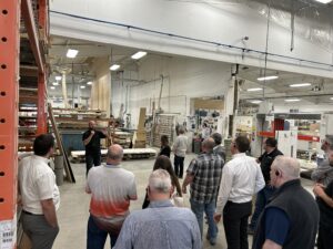 Josh Risidore, Plant Supervisor at Archmill House, leads the WMCO IFIT project group on a plant tour of Archmill’s production areas